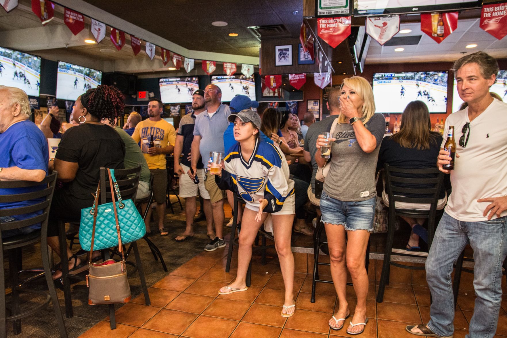 Blues Fans at Syberg's on Dorsett during Stanley Cup Final Game
